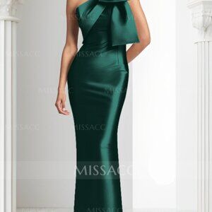 Missacc Sheath/Column One-Shoulder Satin Mother Of The Bride Dress With Bow